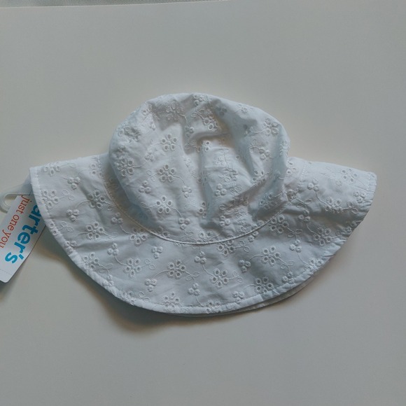 Carter's Just One You Baby Girl White Eyelet Sun Hat 6–12 Months - Picture 2 of 6